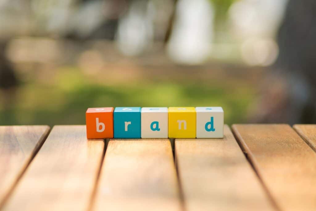 branding concept image; brand spelled on blocks