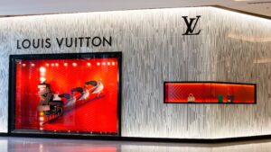 louis vuitton clothing and fashion store in a high end shopping district
